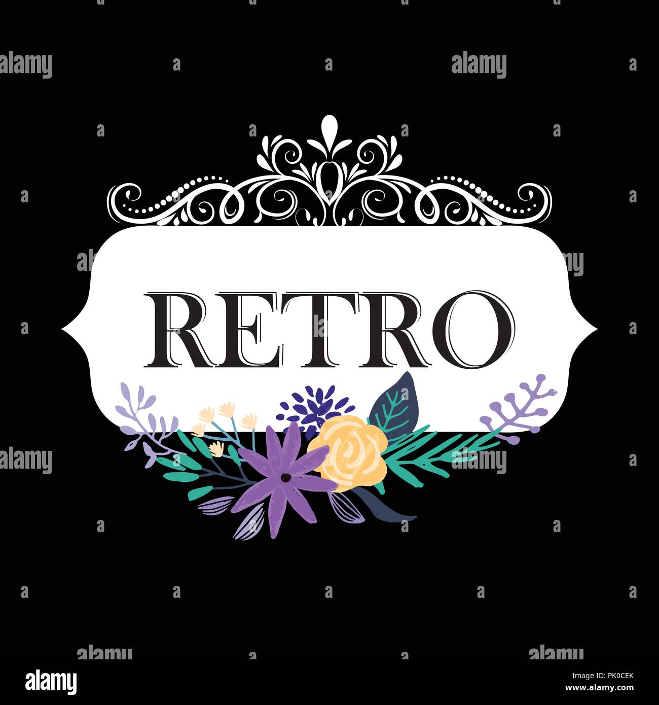 Hand drawn cute floral logo template Stock Vector