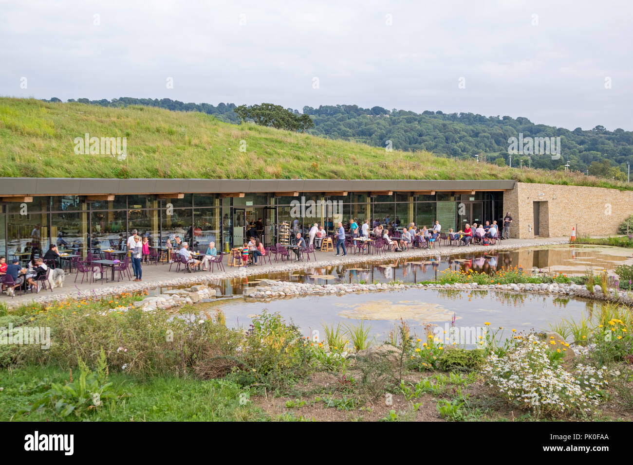 The attractive grounds of Gloucester Services on the north bound M5 motorway, Gloucestershire, England, UK Stock Photo