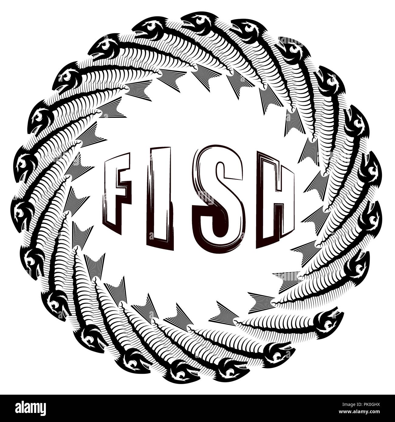 Fish Circle Frame Stock Vector