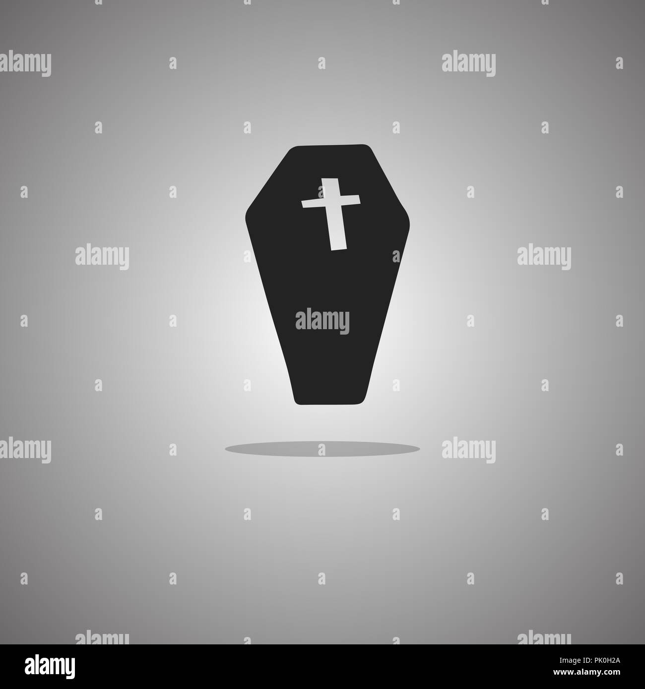 Coffin Halloween. Vector illustration. Gray background with gradient ...