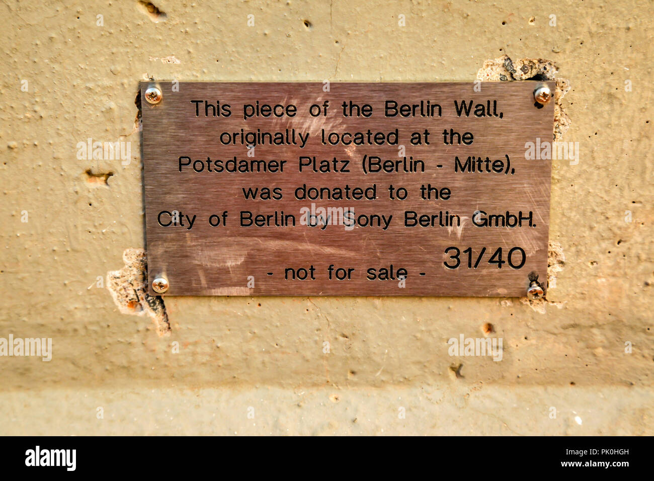 Plaque on a piece of the wall at the Berlin Wall Museum near Checkpoint