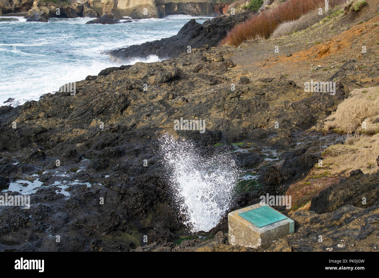 The spouting horn of Depoe Bay is an underwater crack that allows