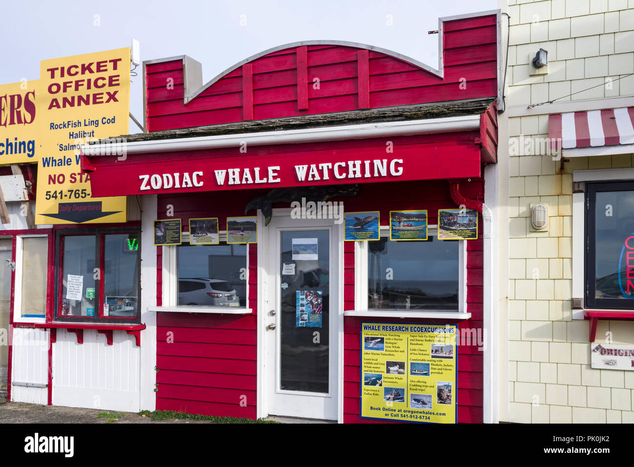Zodiac Whale Watching ticket store in Depoe Bay, Oregon Stock Photo Alamy