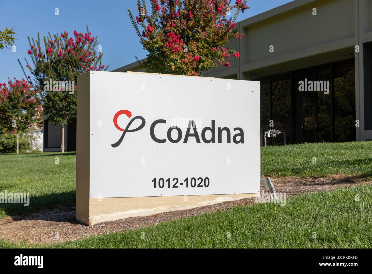 CoAdna (CoAdna Photonics, Inc.), sign; Stewart Drive, Sunnyvale, California Stock Photo