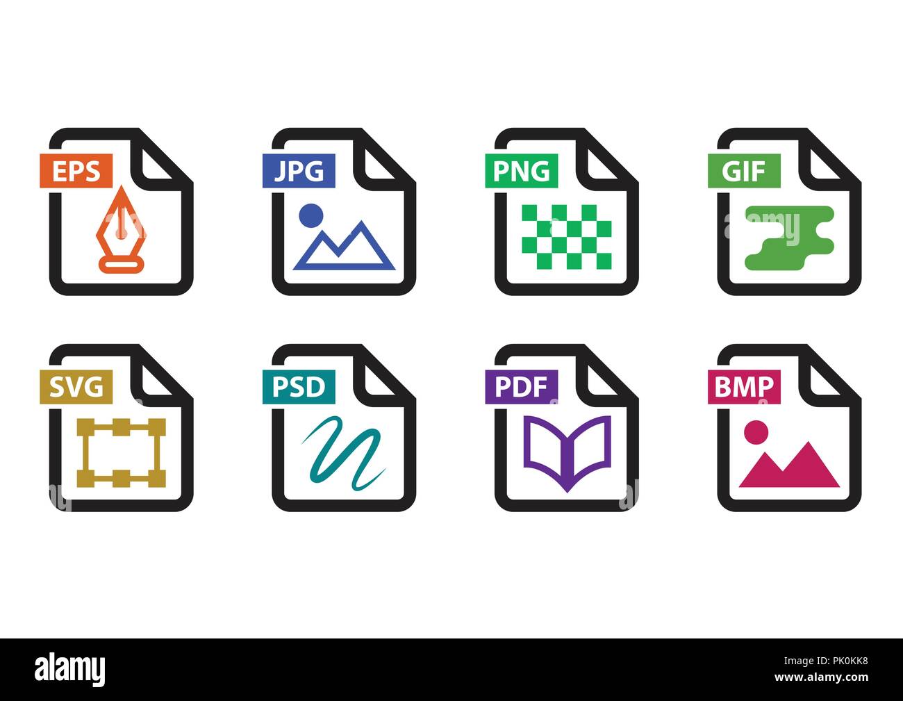 Vetor de Image file icons. Download JPG, PNG, GIF and BMP symbol sign. Web  Buttons. Eps10 Vector. do Stock