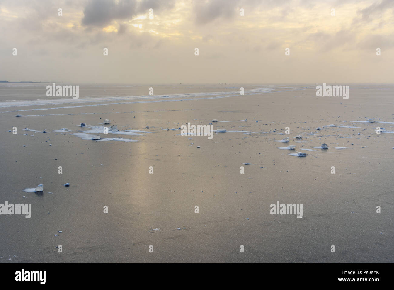 View of frozen Gulf of Finland in winter at Saint Petersburg, Russia Stock Photo