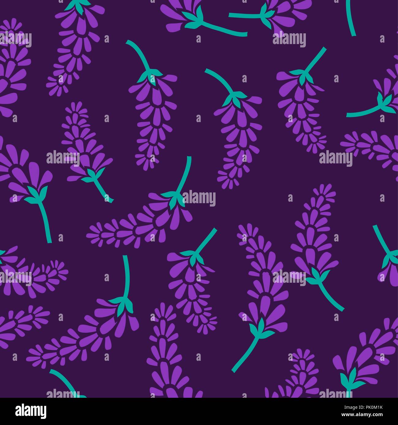 Vector seamless pattern with the image of branches and lavender flowers ...