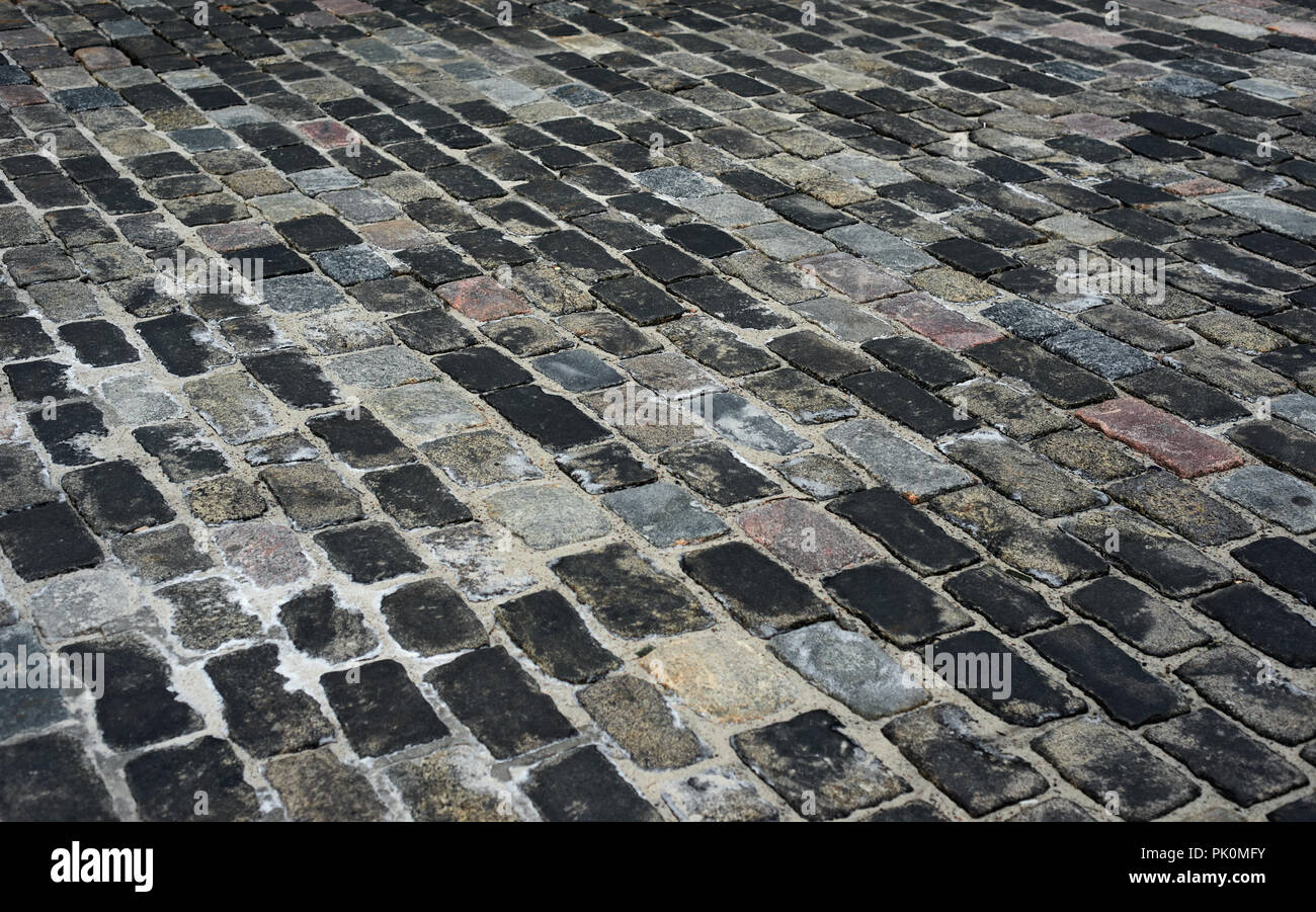 old cobblestone road for background or texture Stock Photo - Alamy