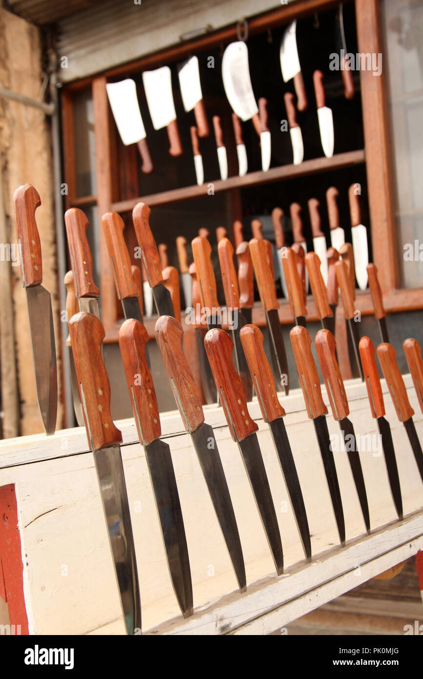 Retail display of handmade knives Stock Photo Alamy