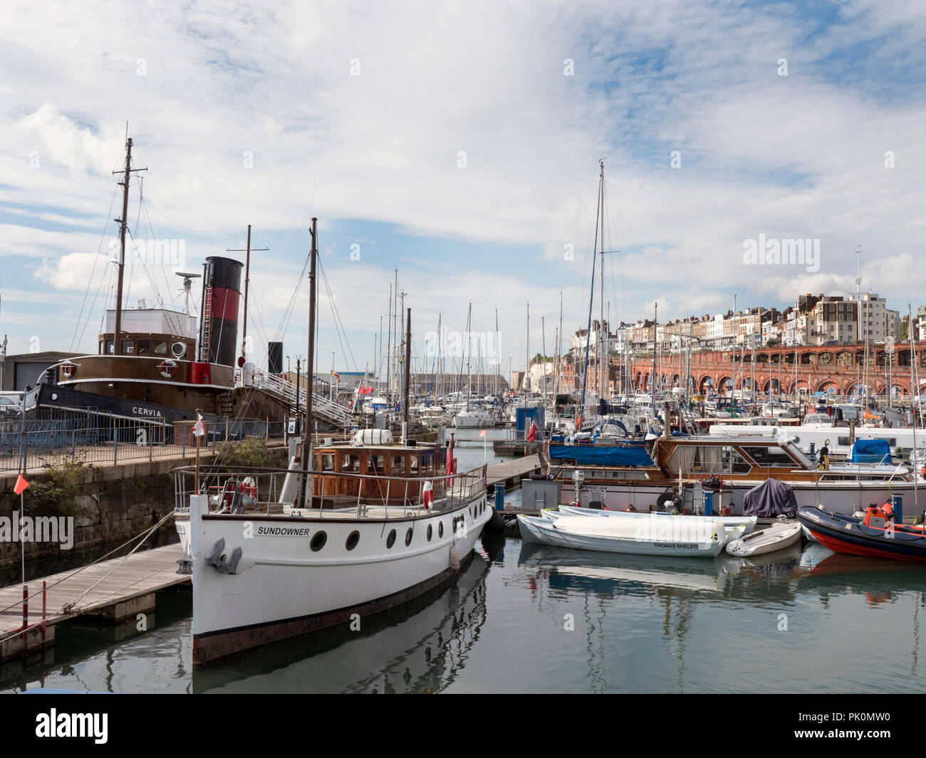 Sundowner historic motor yacht in Ramsgate Royal Harbour. Sundowner ...