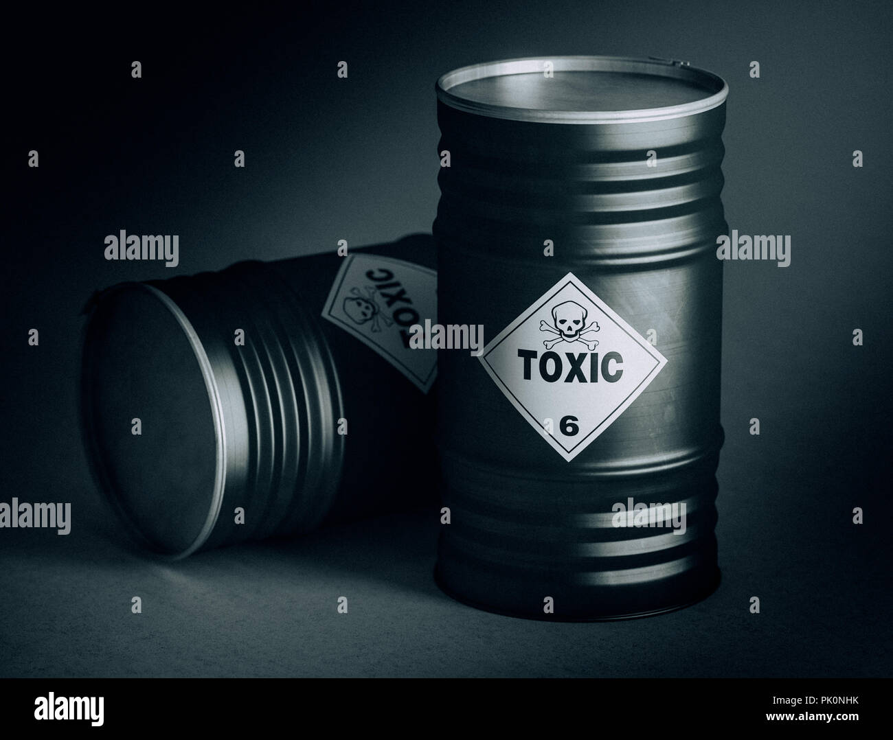 toxic barrel 3d rendering image background Stock Photo