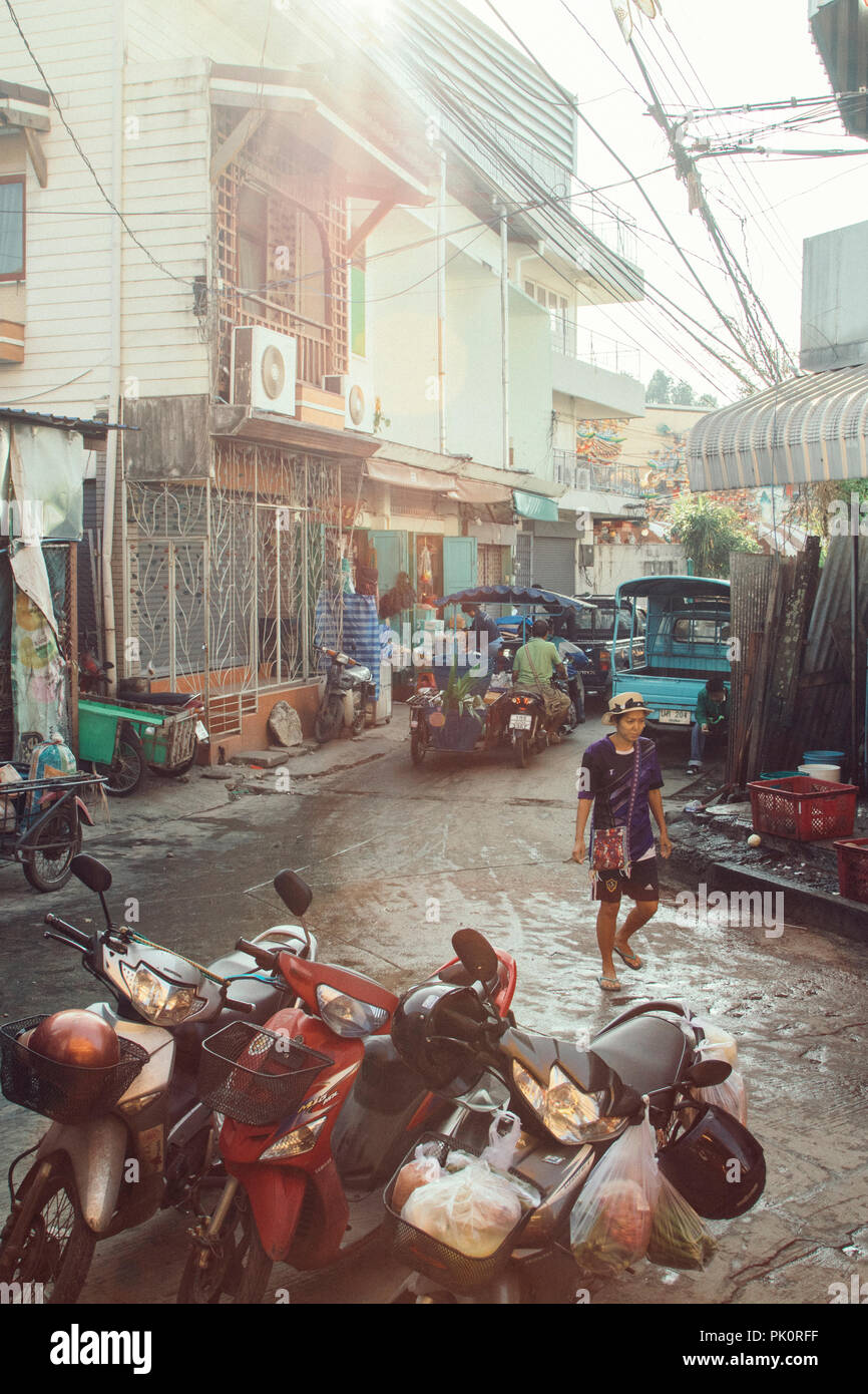Back alley in Chinatown Chiang Mai Thailand Stock Photo