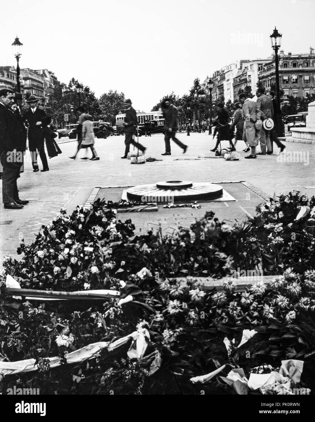The Grave of the Unknown Warrior in Paris, France, in  1931. Stock Photo