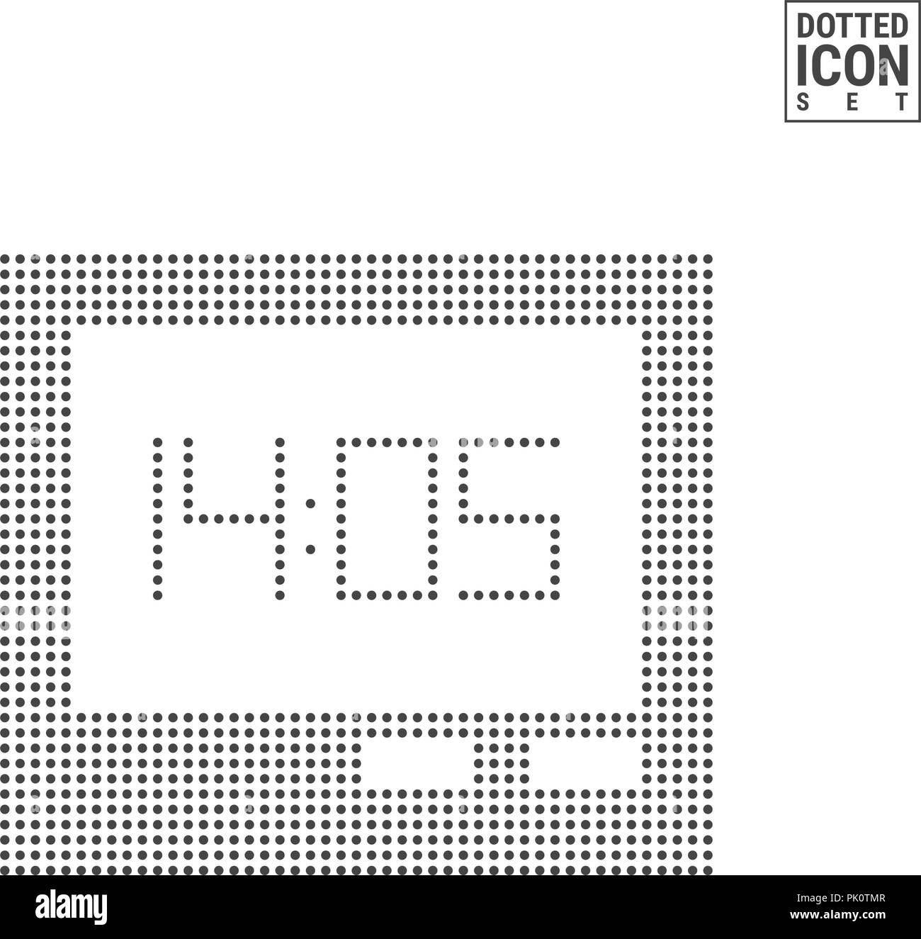 Digital Alarm Clock Dot Pattern Icon. Clock Radio Dotted Icon Isolated