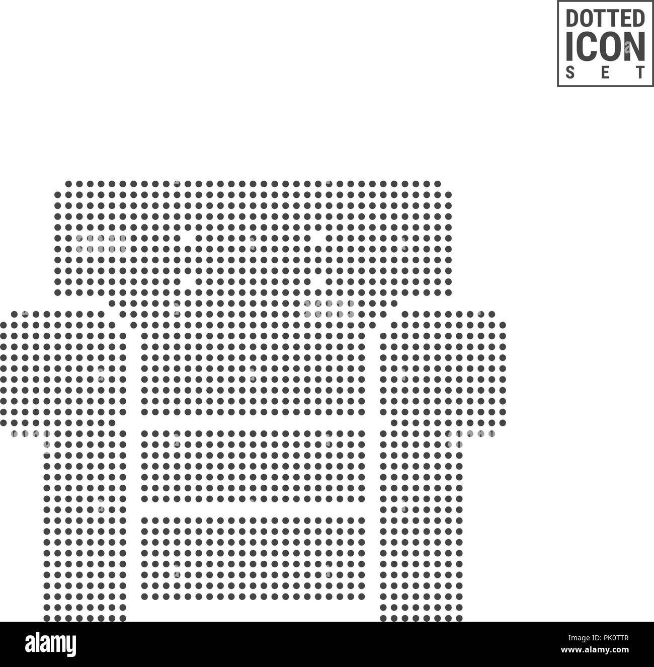 Soft Chair Dot Pattern Icon. Armchair Dotted Icon Isolated on White Background. Vector Illustration or Design Template. Can Be Used for Advertising, Web and Mobile UI. Stock Vector