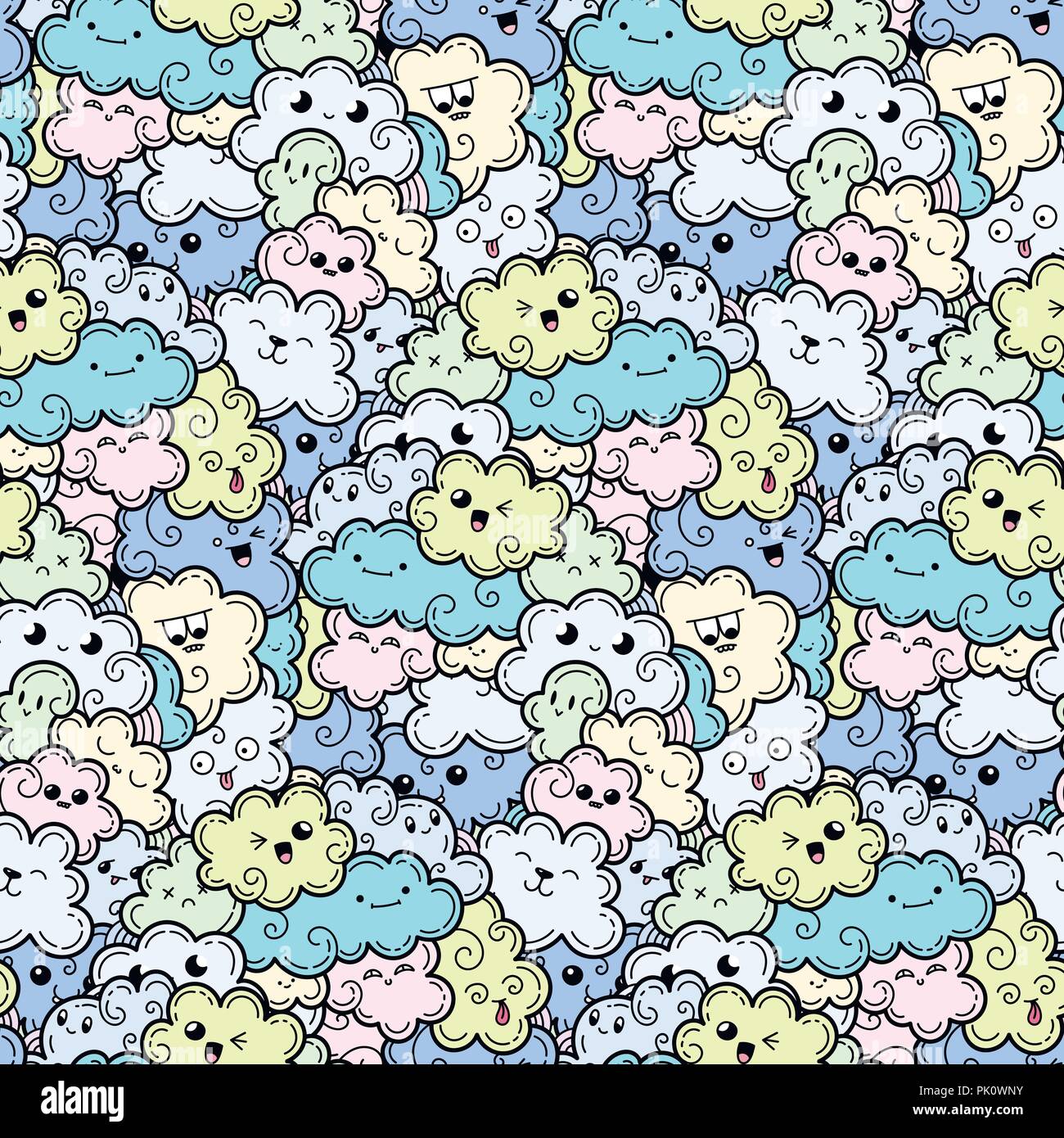 Seamless pattern with funny doodle clouds for prints, designs and ...