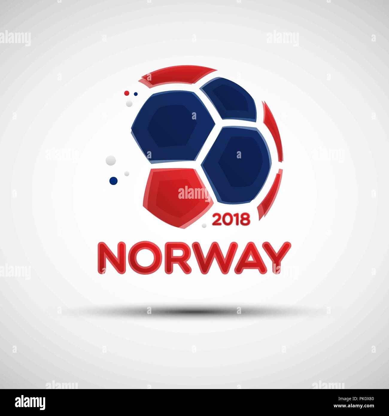 Football championship banner. Flag of Norway. Vector illustration of abstract soccer ball with Norwegian national flag colors for your design Stock Vector