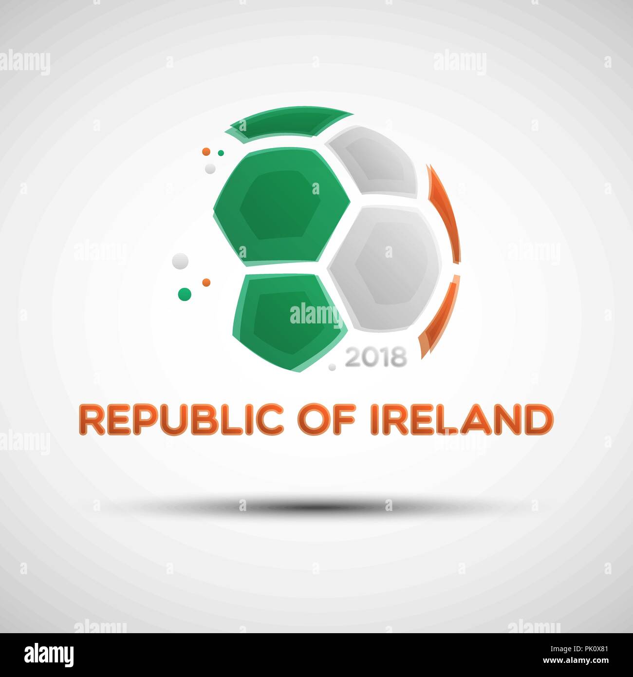 Football championship banner. Flag of Ireland. Vector illustration of abstract soccer ball with Republic of Ireland national flag colors Stock Vector