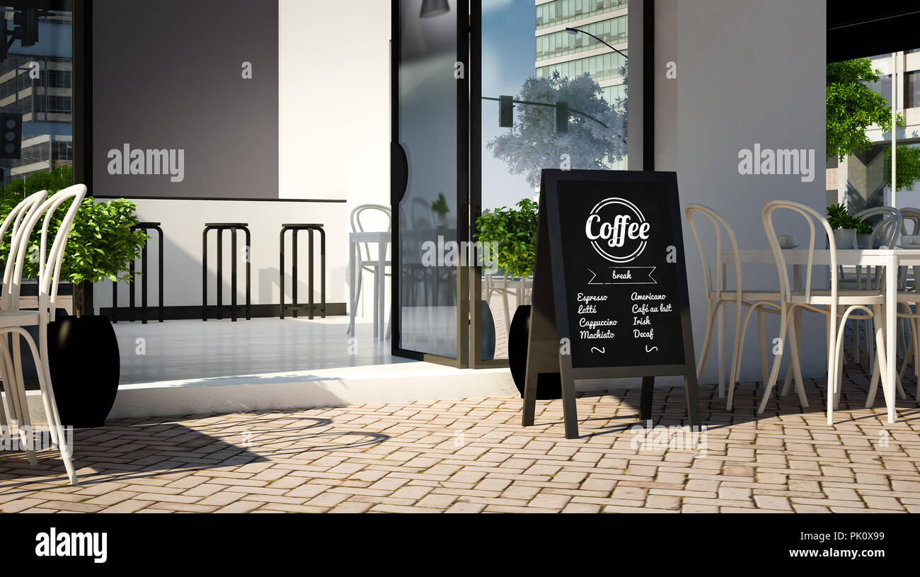 Coffee Shop Entrance With Menu Blackboard Stock Photo Alamy