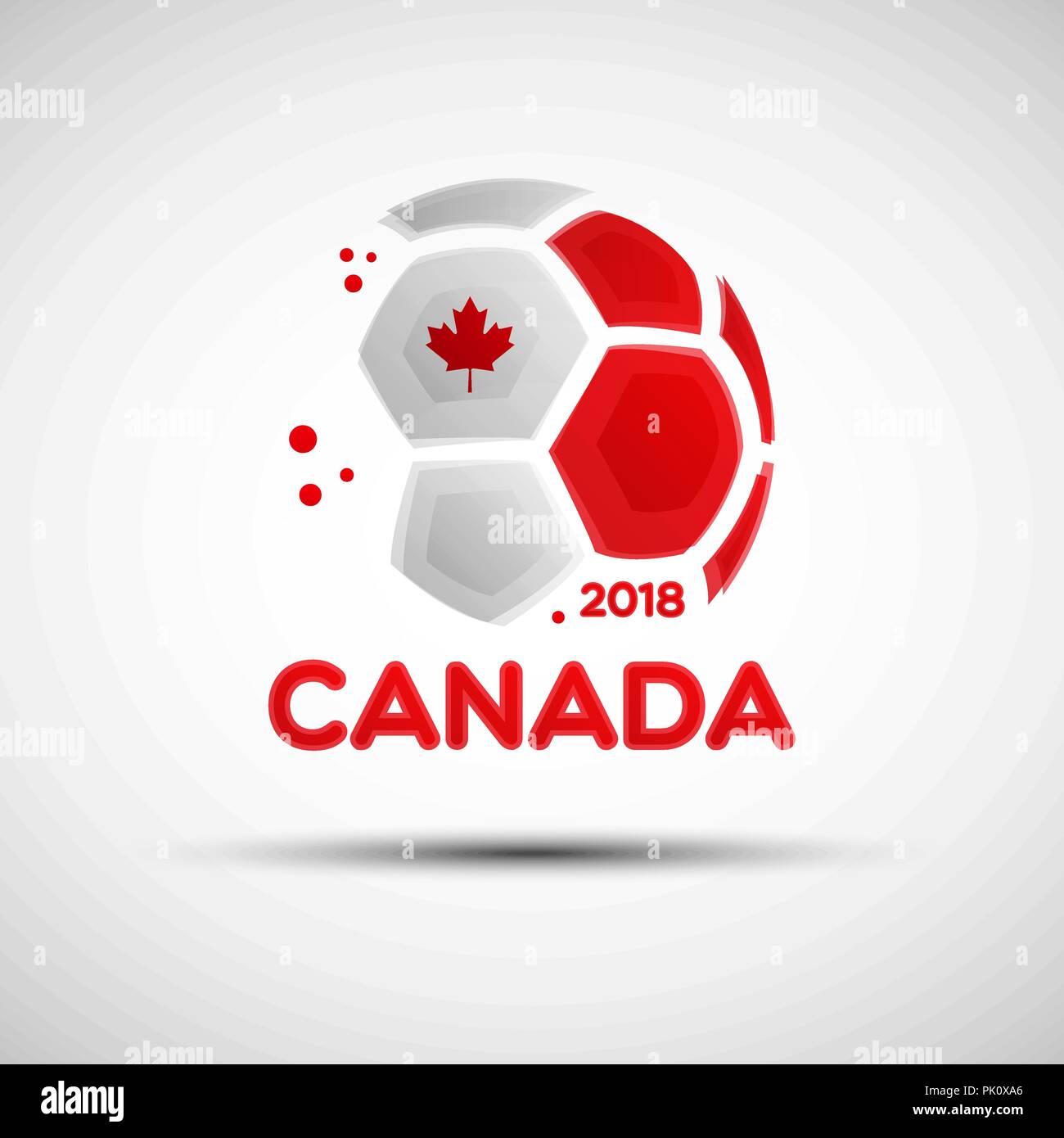 Football championship banner. Flag of Canada. Vector illustration of abstract soccer ball with Canadian national flag colors for your design Stock Vector