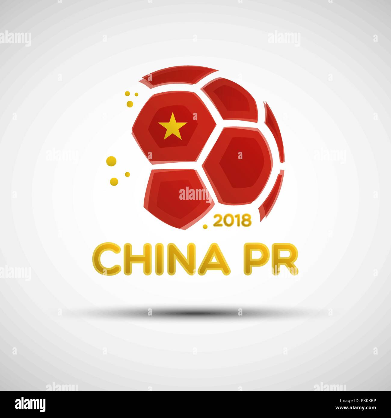 Football championship banner. Flag of People's Republic of China. Vector illustration of abstract soccer ball with Chinese national flag colors Stock Vector