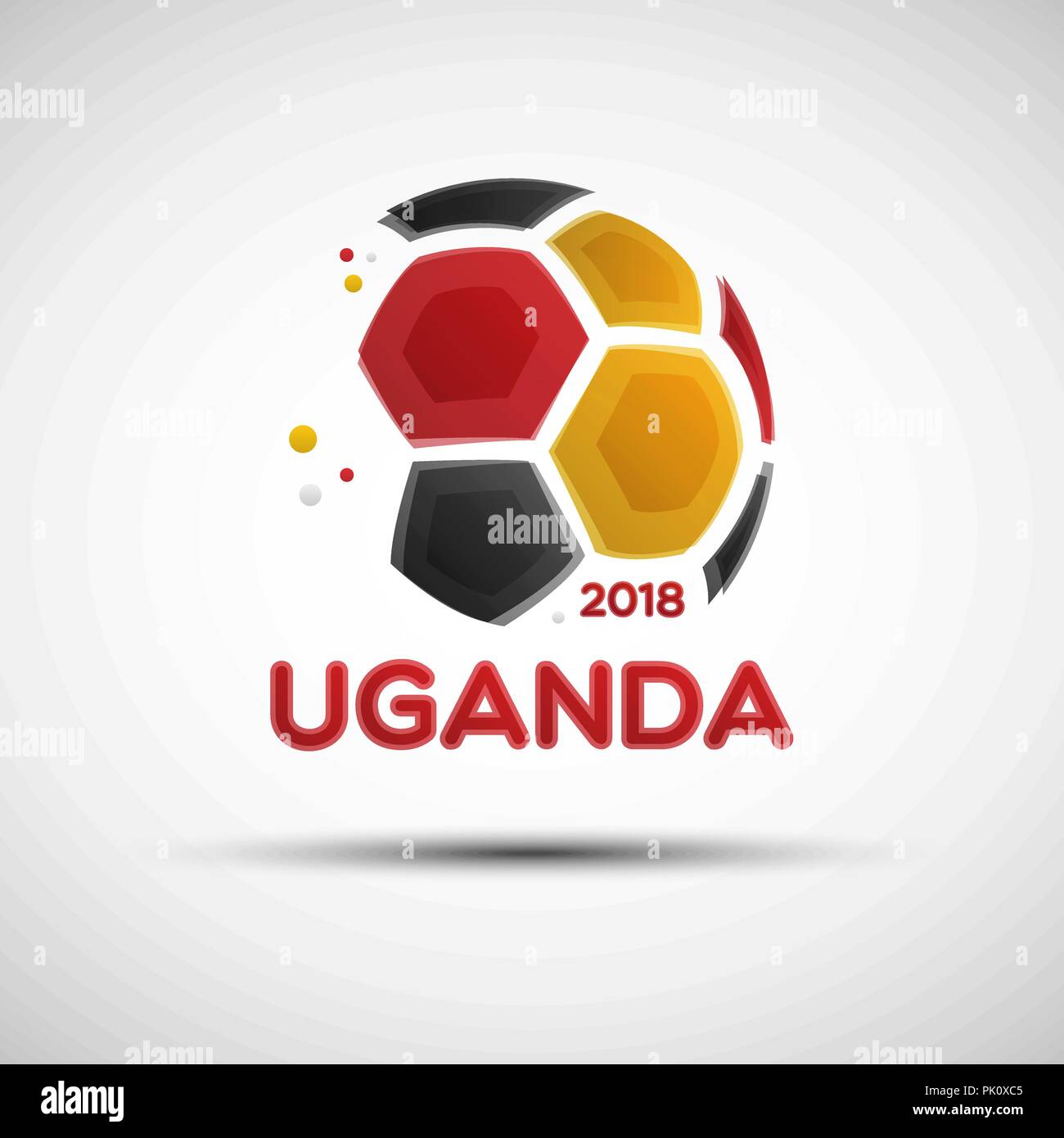 Football championship banner. Flag of Uganda. Vector illustration of abstract soccer ball with Republic of Uganda national flag colors for your design Stock Vector