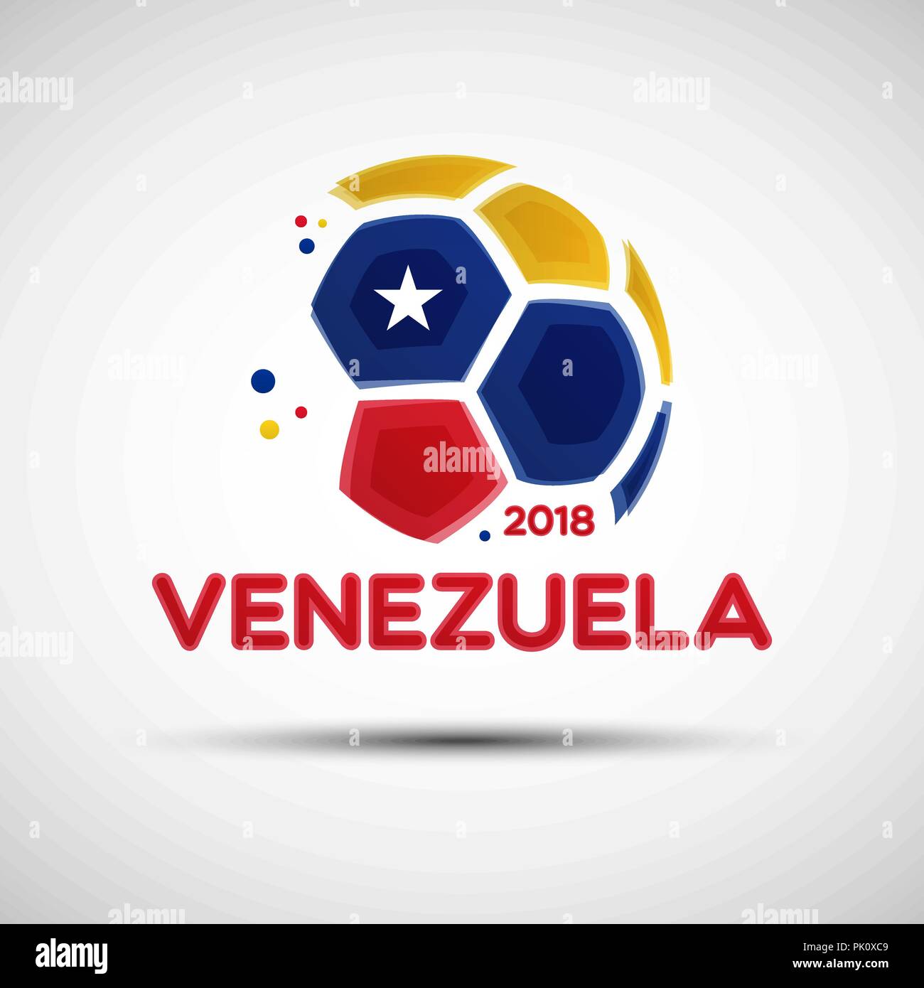 Football championship banner. Flag of Venezuela. Vector illustration of abstract soccer ball with Venezuelan national flag colors for your design Stock Vector