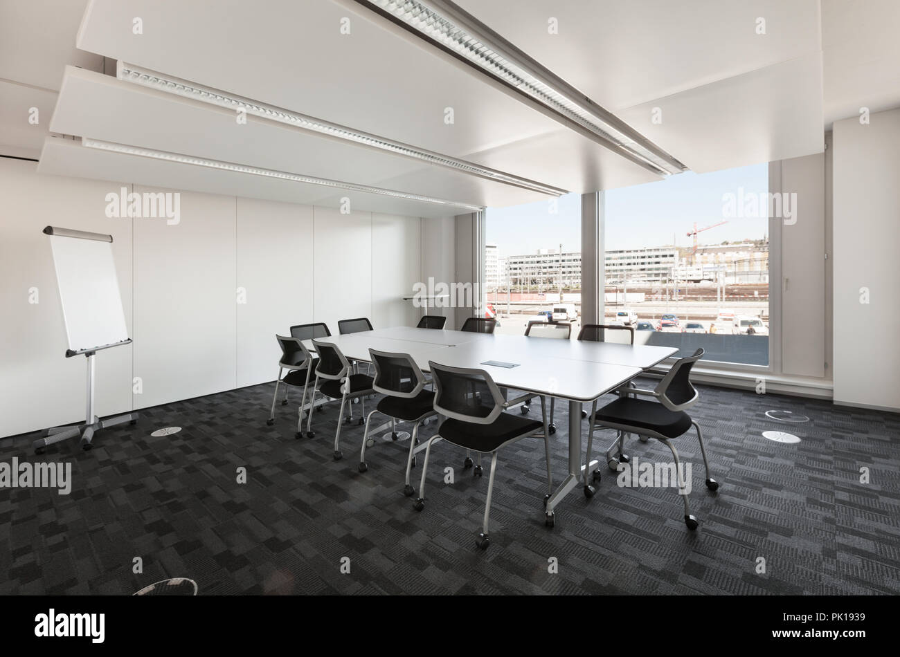 Building, interior, empty meeting room Stock Photo