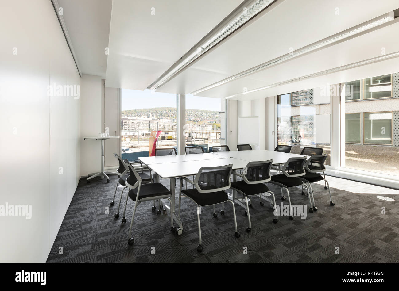 Building, interior, empty meeting room Stock Photo