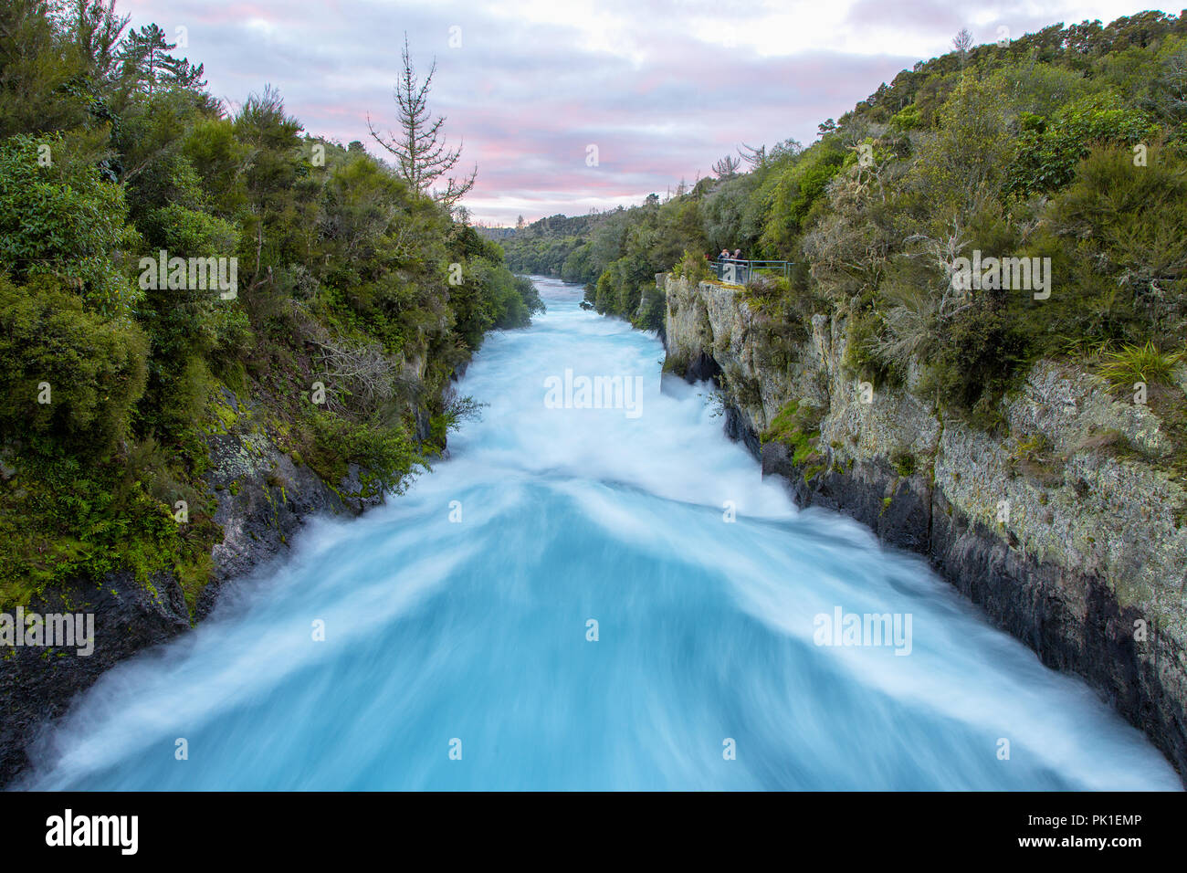 Huka Falls at Waikato River close to Taupo rushing down a New