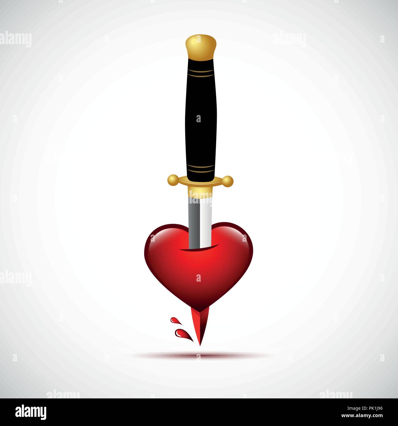 broken heart with blood and dagger inside vector illustration EPS10 Stock Vector