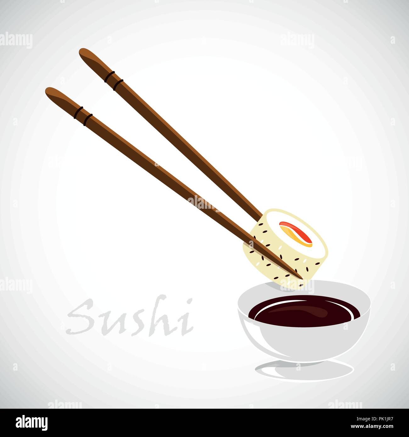 dipping sushi in soy sauce vector illustration EPS10 Stock Vector