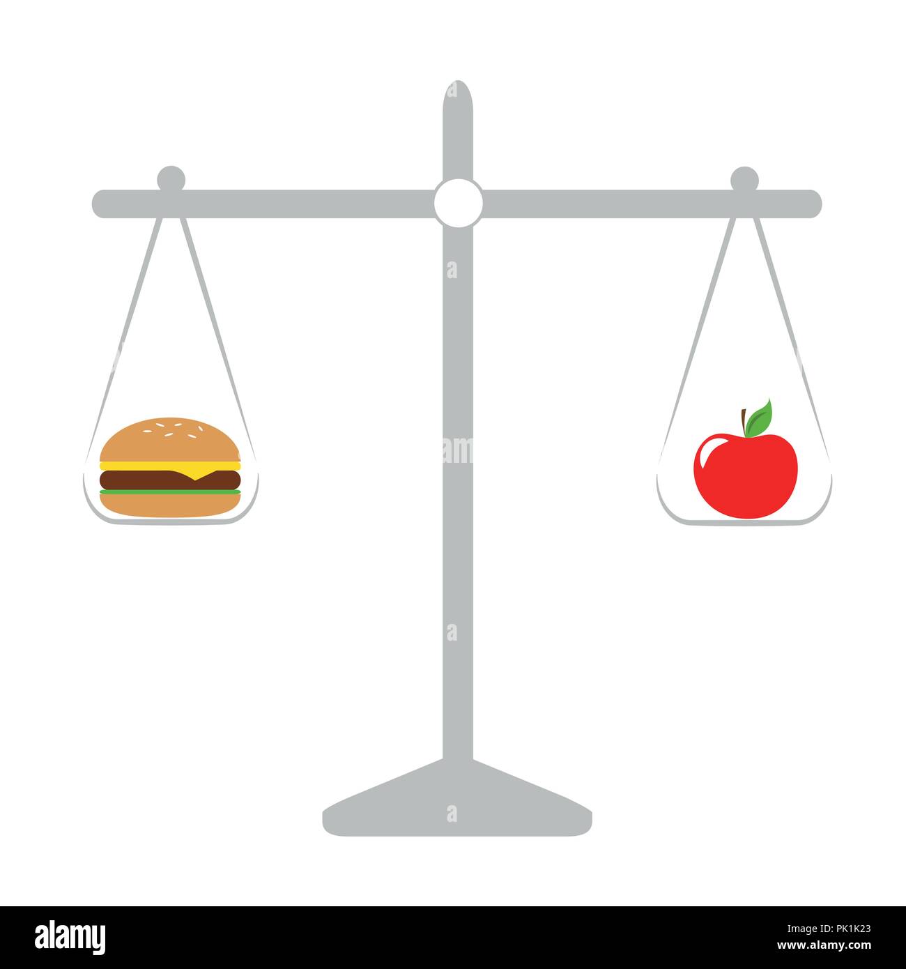 Scales balance fast food and healthy nutrition Vector Image