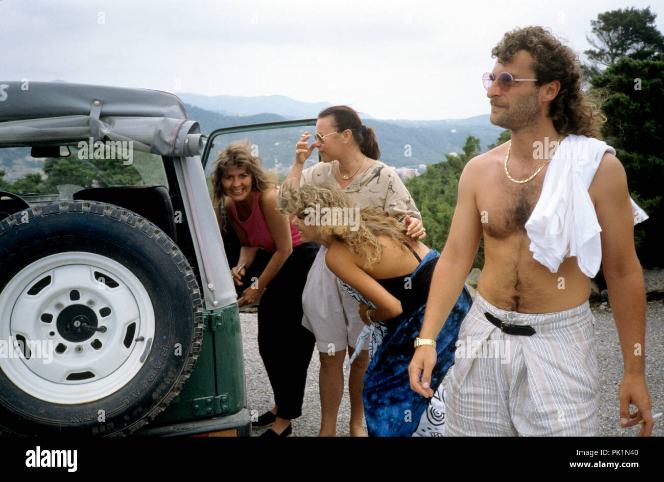 Michael Cretu (rechts) in June 1988 in Ibiza. | usage worldwide Stock Photo