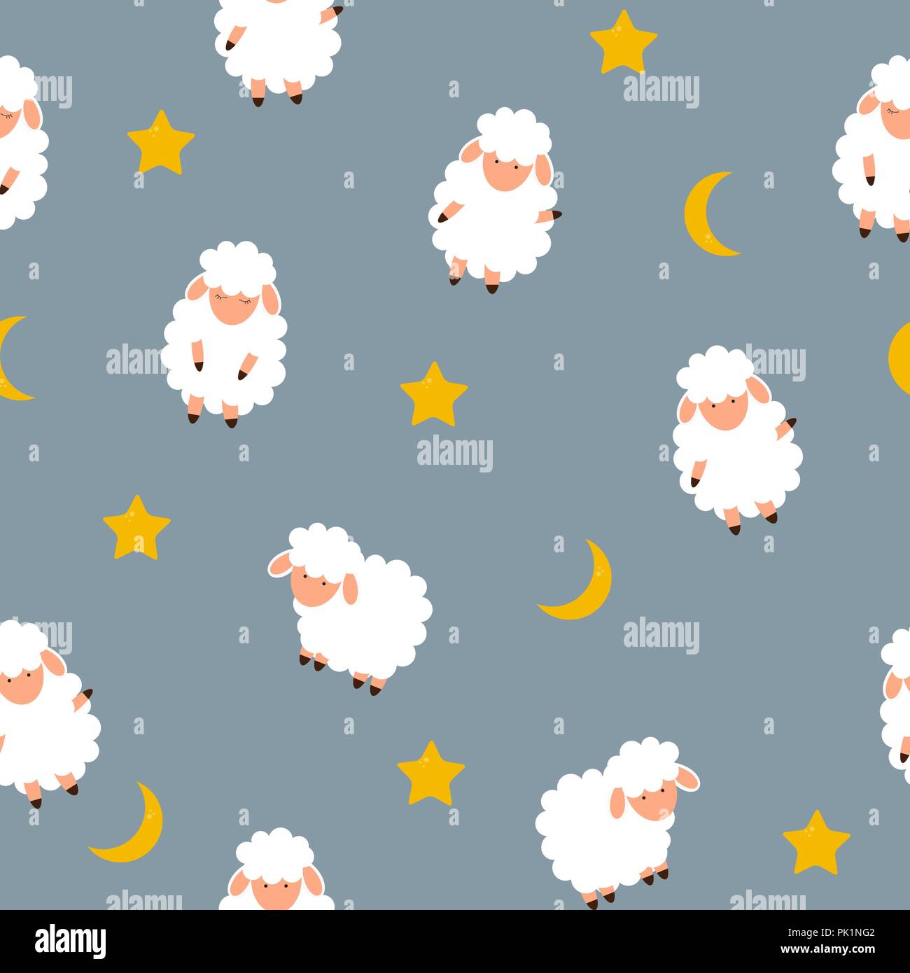 Cute little sheep Seamless Pattern Background. vector illustration. Stock Vector