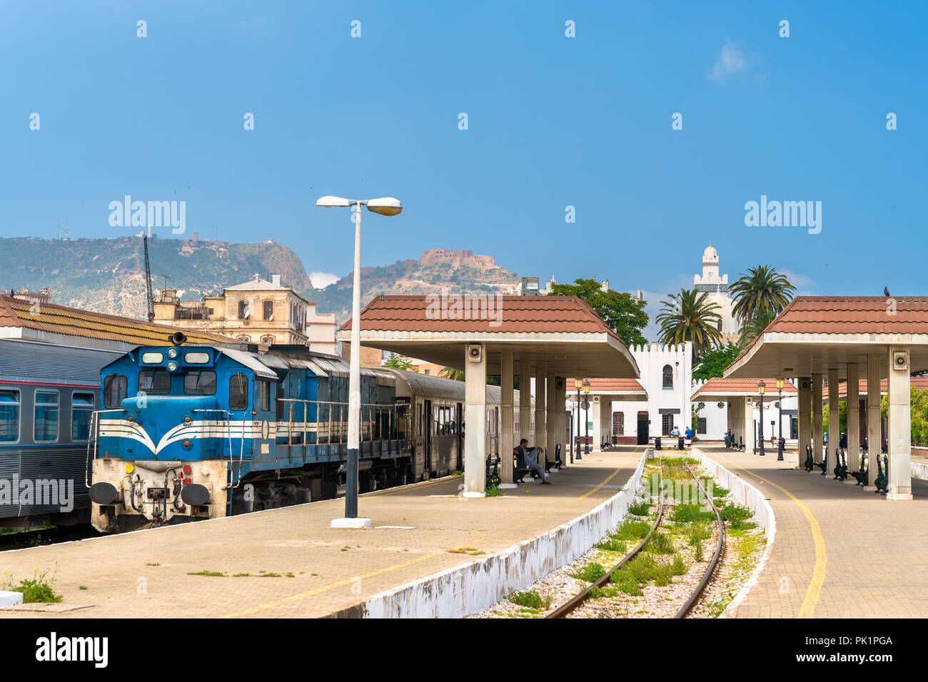 Passenger train at Oran Station in Algeria Stock Photo