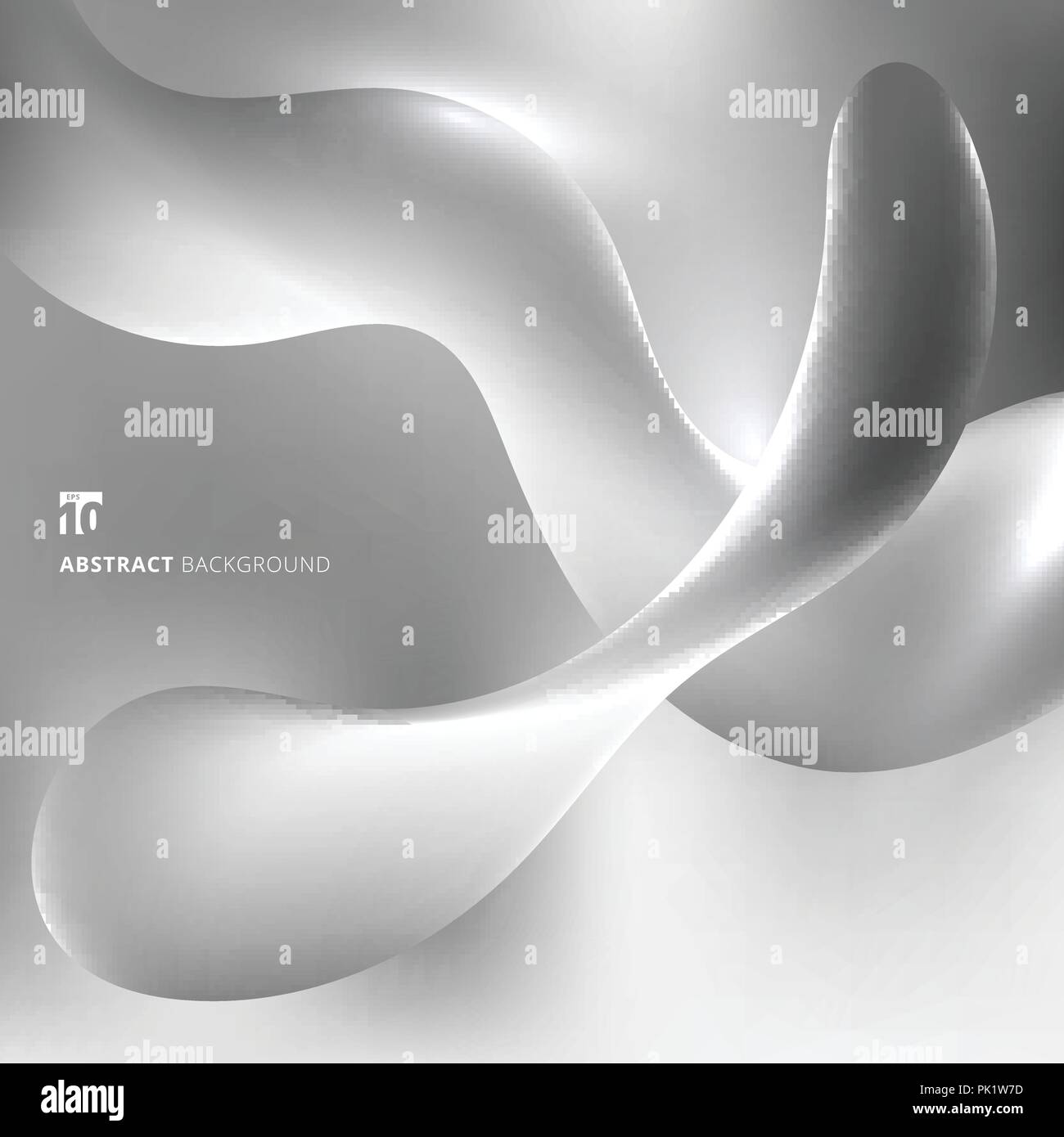 Abstract 3D fluid twisted with lighting effect on gray background. Vector illustration Stock Vector