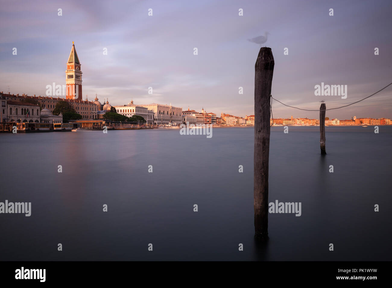 Venice skyline panorama during bright sunset, Italy Stock Photo - Alamy