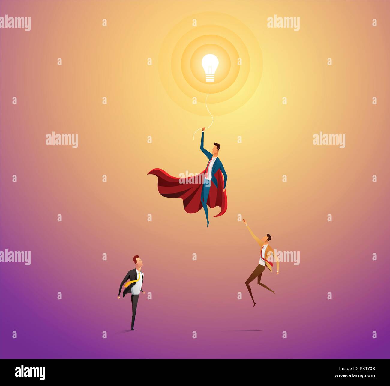 Businessman Flying On Idea Balloons Stand Out Of The Crowd Concept Achievement Successful Startup Flat Design Vector Illustration Stock Vector Image Art Alamy