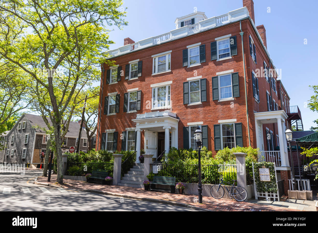 The historic Jared Coffin House, a mansion now used as a hotel, on Broad Street in Nantucket, Massachusetts. Stock Photo