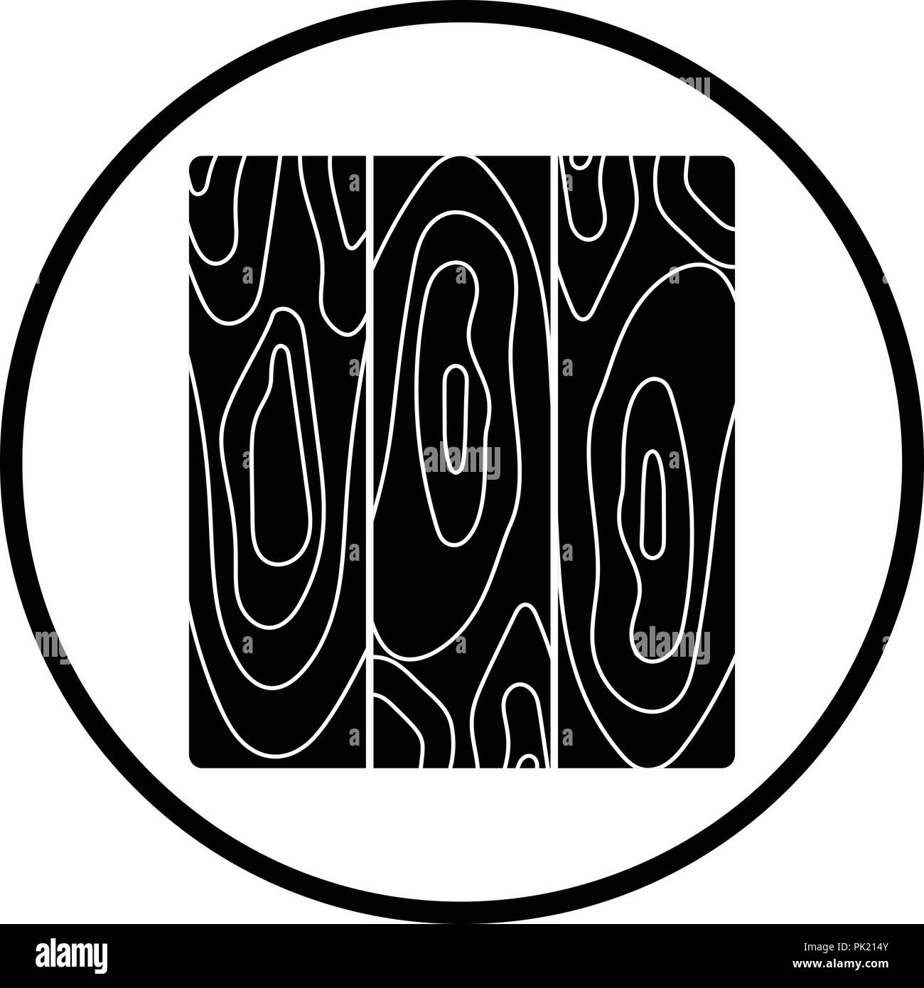 Icon of parquet plank pattern. Thin circle design. Vector illustration. Stock Vector