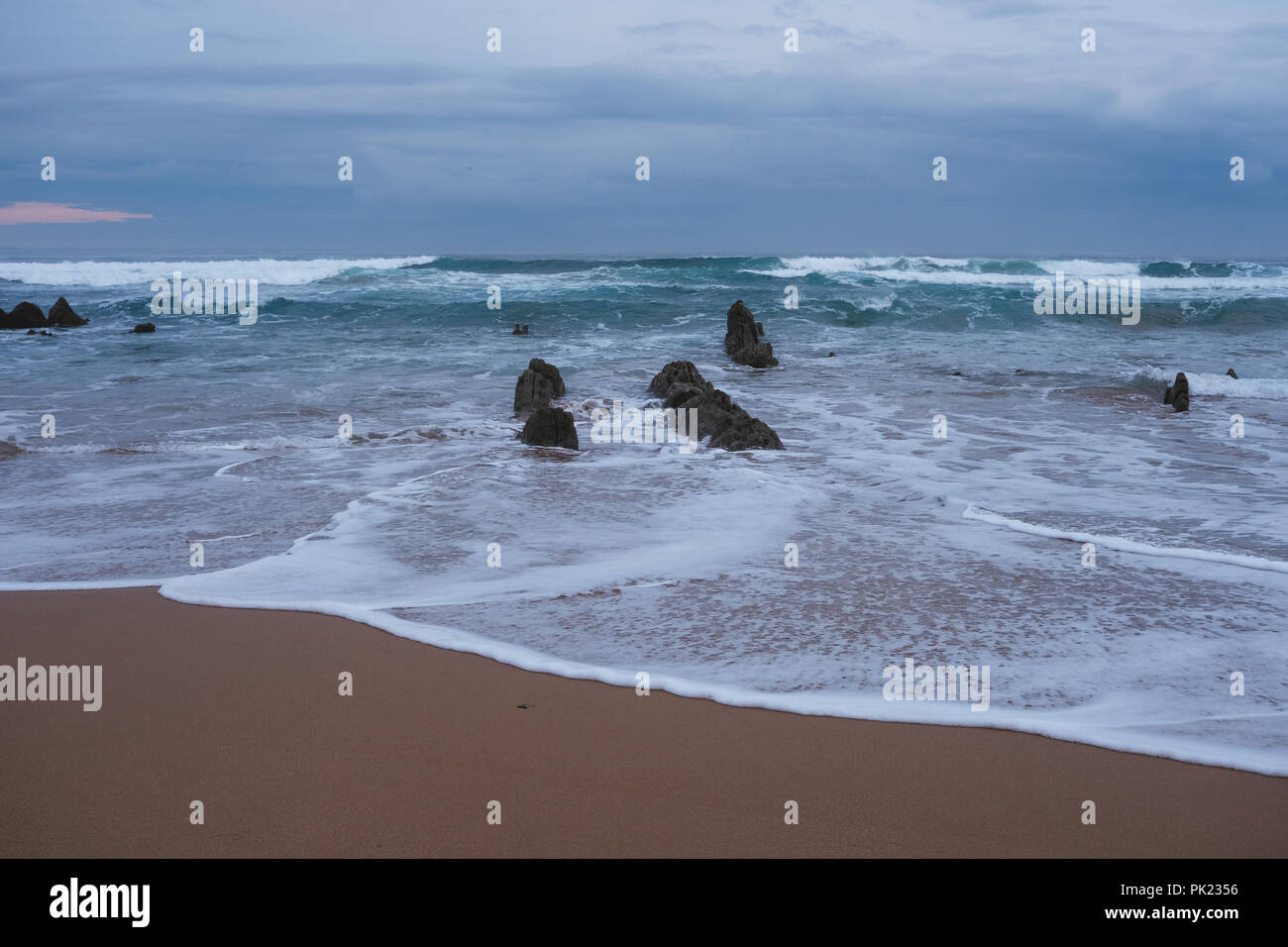 Ocean and sea stormy landscape. Cloudy sky and waves Stock Photo - Alamy