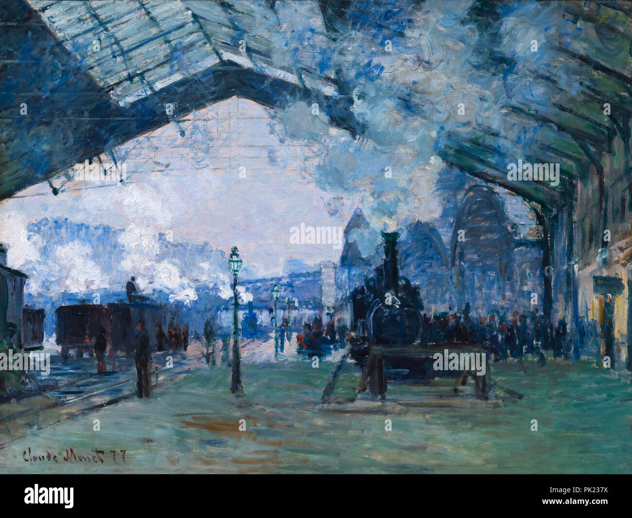 Arrival of the Normandy Train, Gare Saint-Lazare, Claude Monet, 1877, Art Institute of Chicago, Chicago, Illinois, USA, North America, Stock Photo