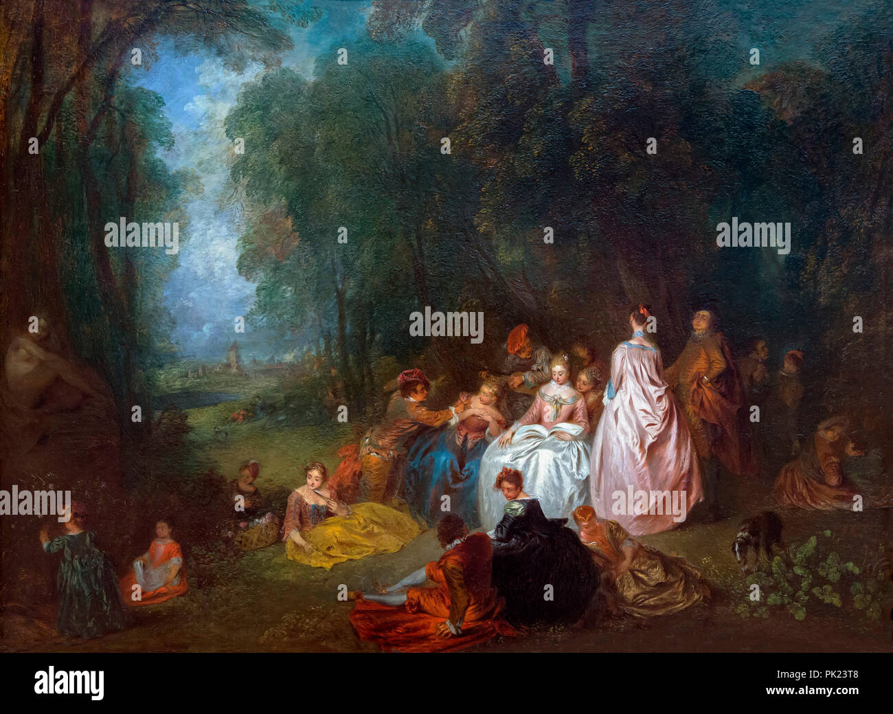 Pastoral Gathering, Jean-Antoine Watteau, Jean-Baptiste Pater, 1718-1721, Art Institute of Chicago, Chicago, Illinois, USA, North America, Stock Photo