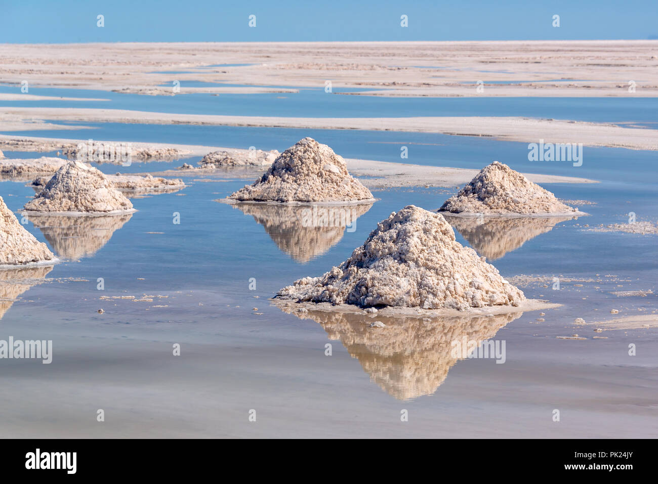 Piles of salt in Salar de Uyuni, Potosi, Bolivia Stock Photo