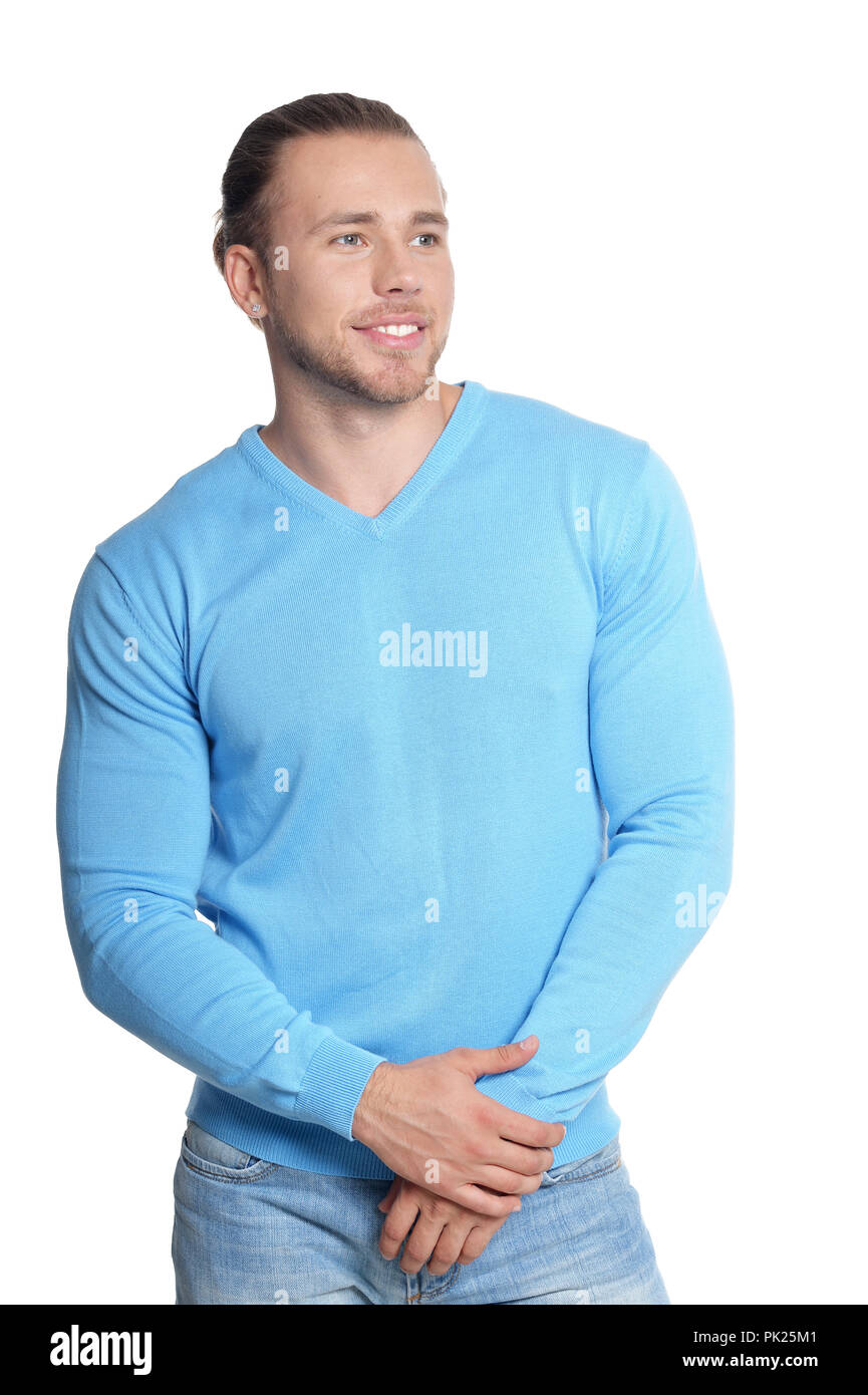 Portrait of handsome young man on white background Stock Photo - Alamy