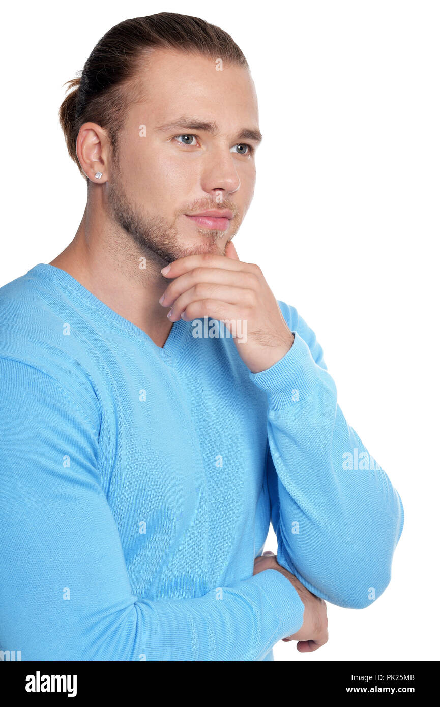 Portrait of handsome young man on white background Stock Photo - Alamy