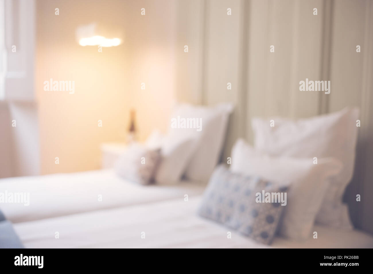 Abstract blur and defocused bedroom interior for background Stock Photo