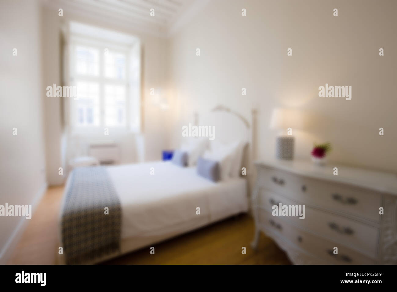 Abstract blur and defocused bedroom interior for background Stock Photo