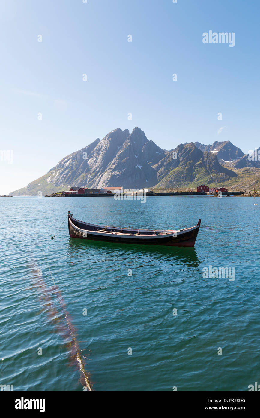 Fishing boat in Sund, Lofoten Islands, Norway Stock Photo